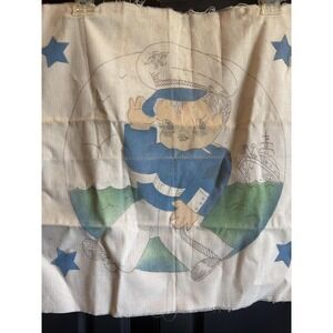 VTG Vogart Sailor Boy Pillow Fabric Uncut Sew Kit Nautical Navy Textile Art